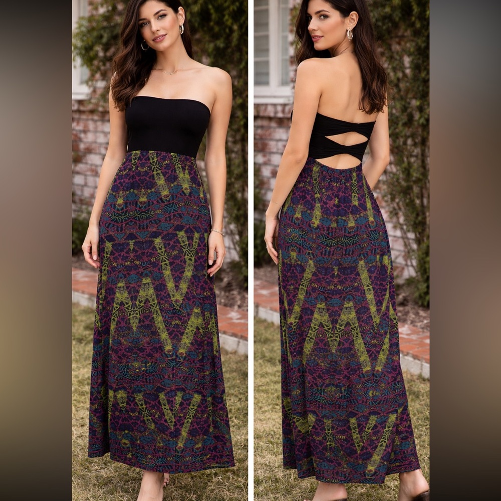 Material Girl Black and Multicolor Backless Dress